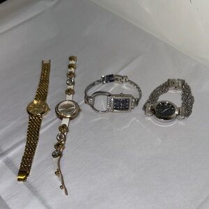 Elegant Gold and Silver Watch Set of 4 Women’s Watches